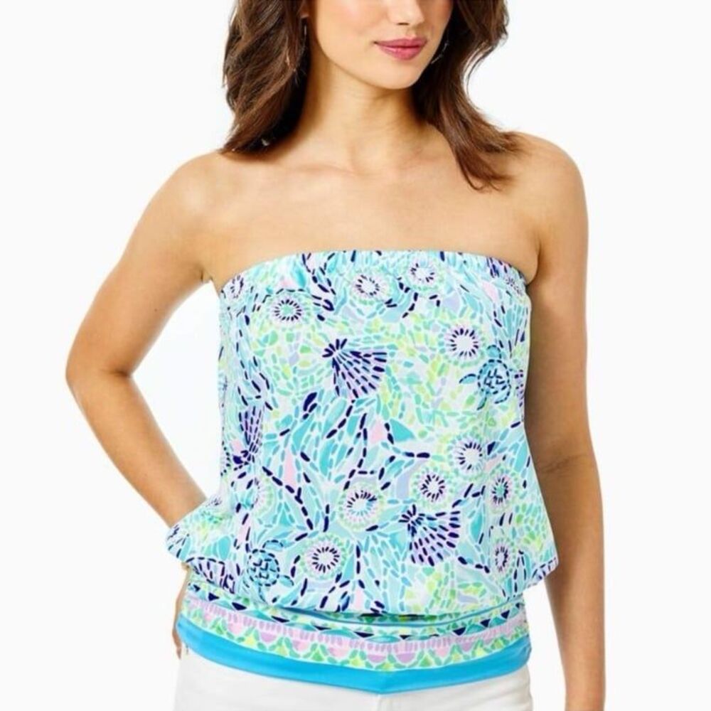 Lilly Pulitzer Adella Blue Ibiza Open Water Tube Top